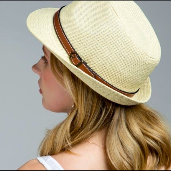 Neutral Leather Belted Fedora